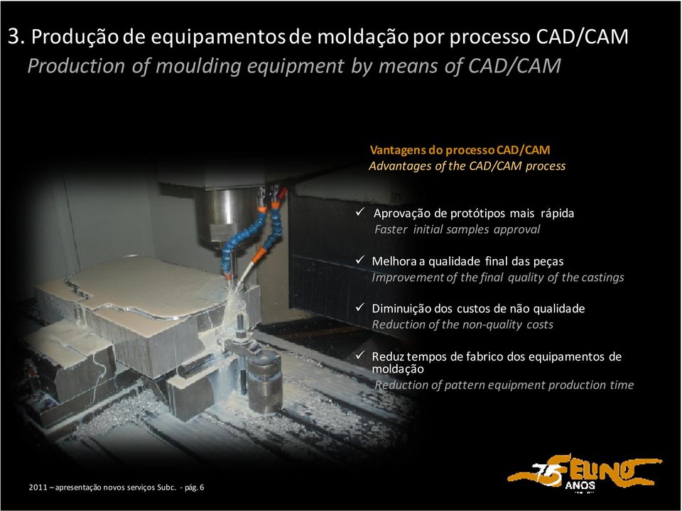 das peças Improvement of the final quality of the castings Diminuição dos custos de não qualidade Reduction of the non-quality costs