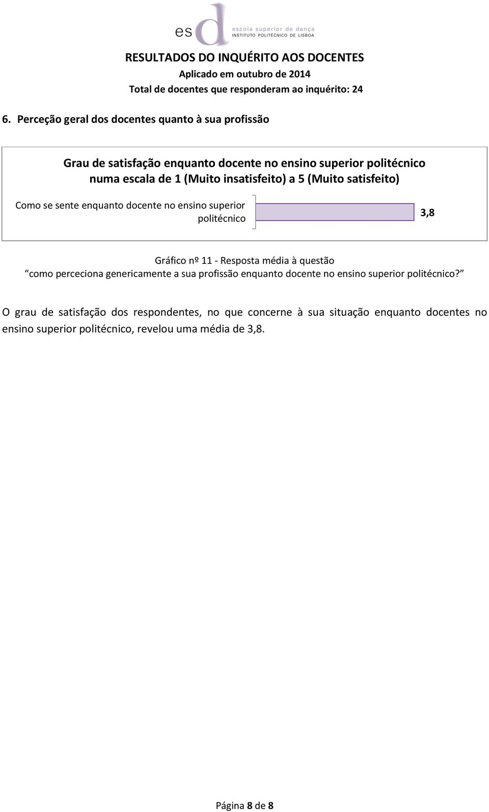 Resposta média à questão como perceciona genericamente a sua profissão enquanto docente no ensino superior politécnico?