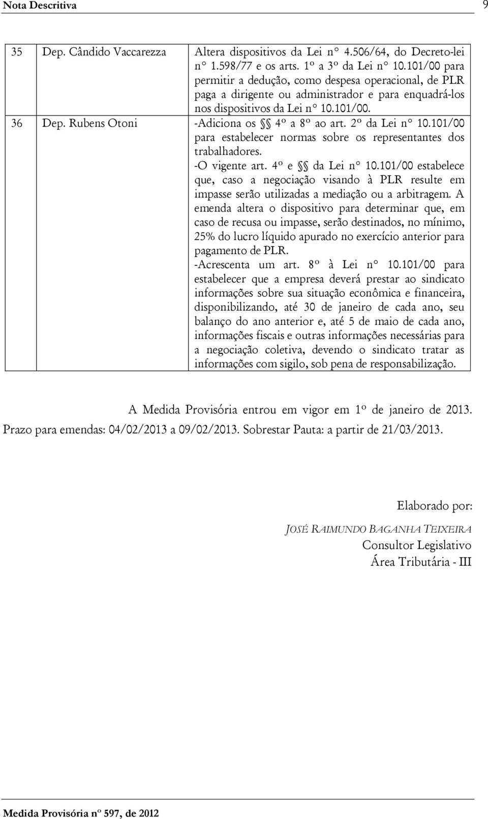 Rubens Otoni -Adiciona os 4º a 8º ao art. 2º da Lei n 10.101/00 para estabelecer normas sobre os representantes dos trabalhadores. -O vigente art. 4º e da Lei n 10.