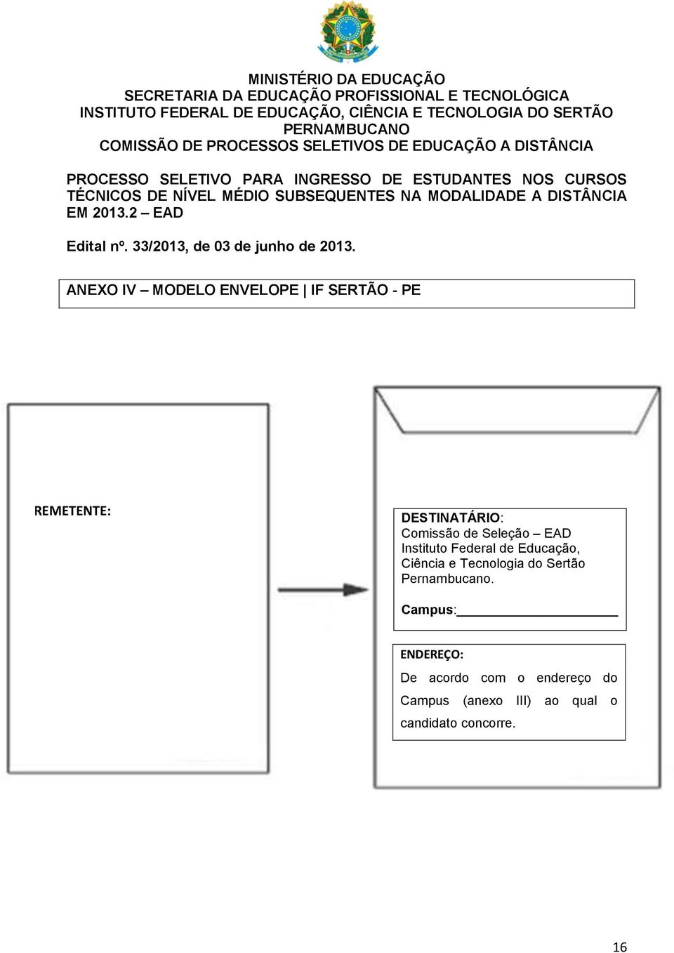 2 EAD Edital nº. 33/2013, de 03 de junh de 2013.