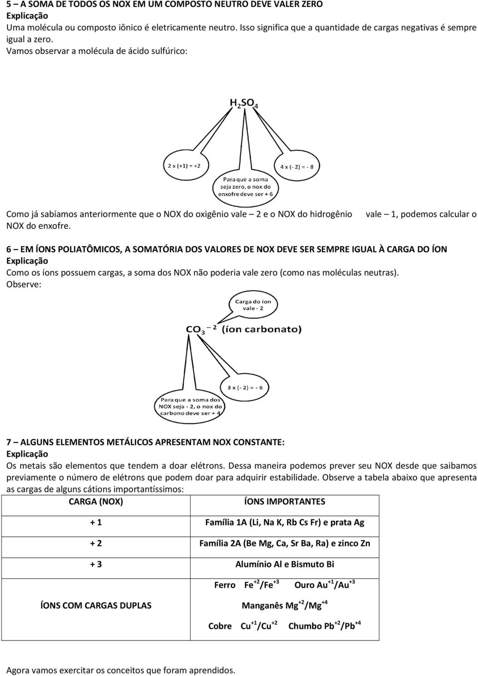 6 EM ÍNS PLIATÔMIS, A SMATÓRIA DS VALRES DE NX DEVE SER SEMPRE IGUAL À ARGA D ÍN omo os íons possuem cargas, a soma dos NX não poderia vale zero (como nas moléculas neutras).