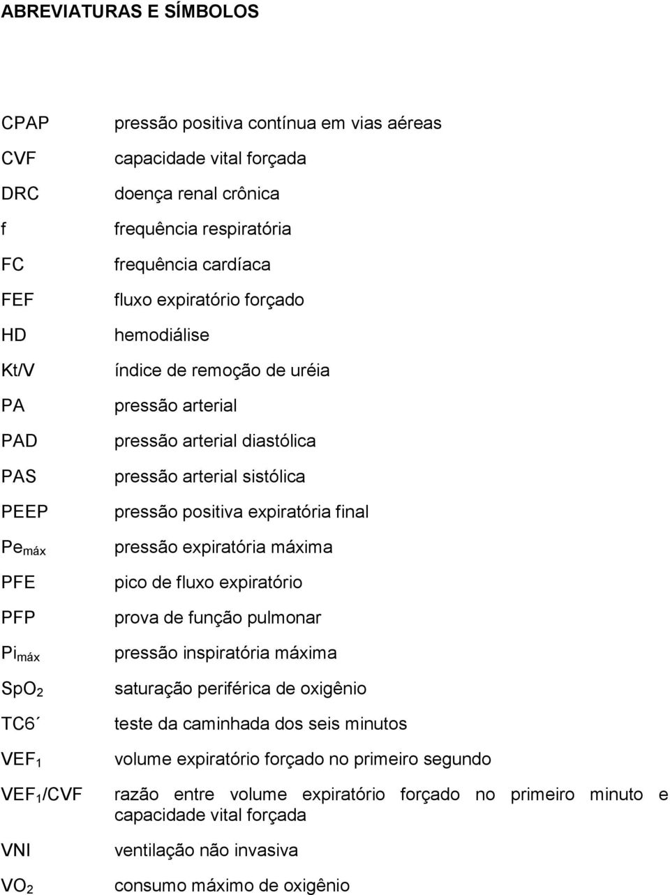 sistólica pressão positiva expiratória final pressão expiratória máxima pico de fluxo expiratório prova de função pulmonar pressão inspiratória máxima saturação periférica de oxigênio teste da