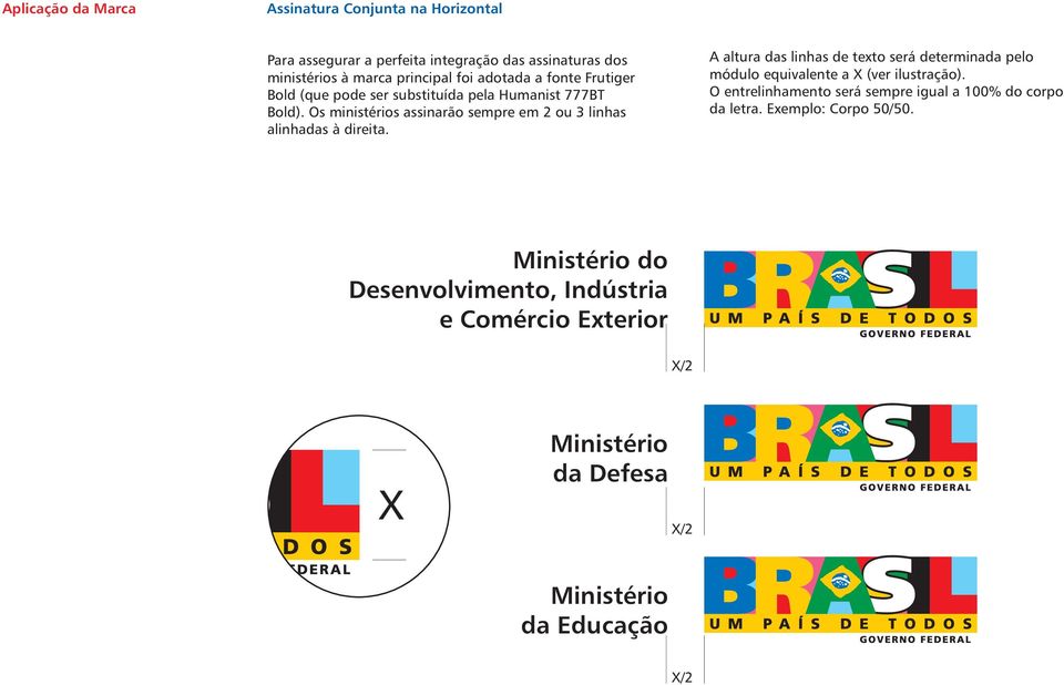 Os ministérios assinarão sempre em 2 ou 3 linhas alinhadas à direita.