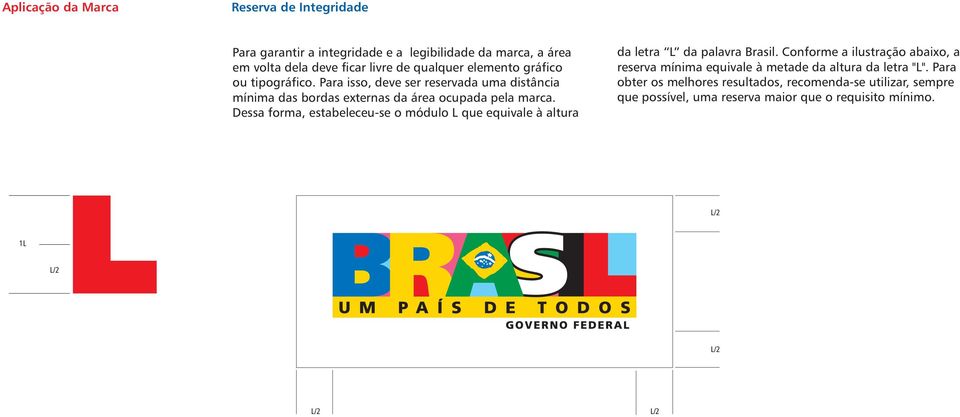 Dessa forma, estabeleceu-se o módulo L que equivale à altura da letra L da palavra Brasil.