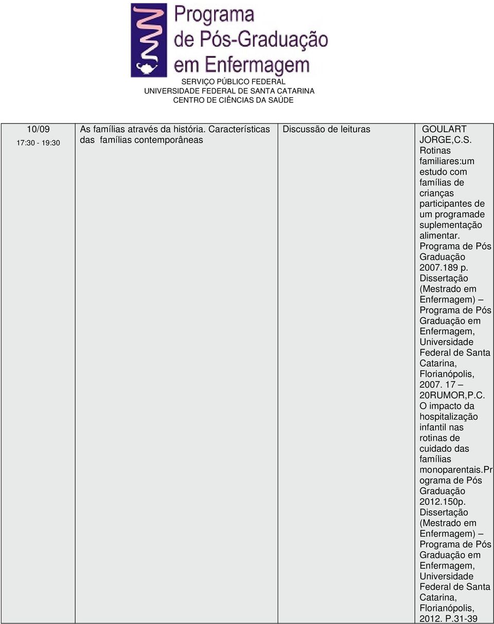 Dissertação (Mestrado em Enfermagem) Graduação em Enfermagem, Universidade Federal de Santa Ca