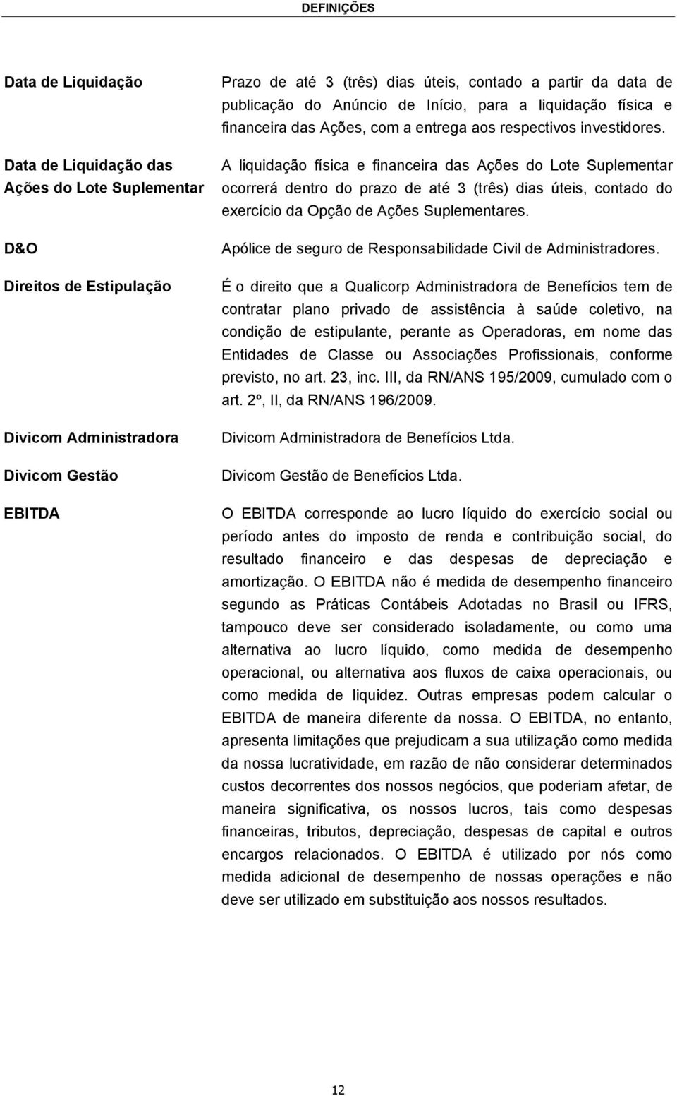 A liquidação física e financeira das Ações do Lote Suplementar ocorrerá dentro do prazo de até 3 (três) dias úteis, contado do exercício da Opção de Ações Suplementares.