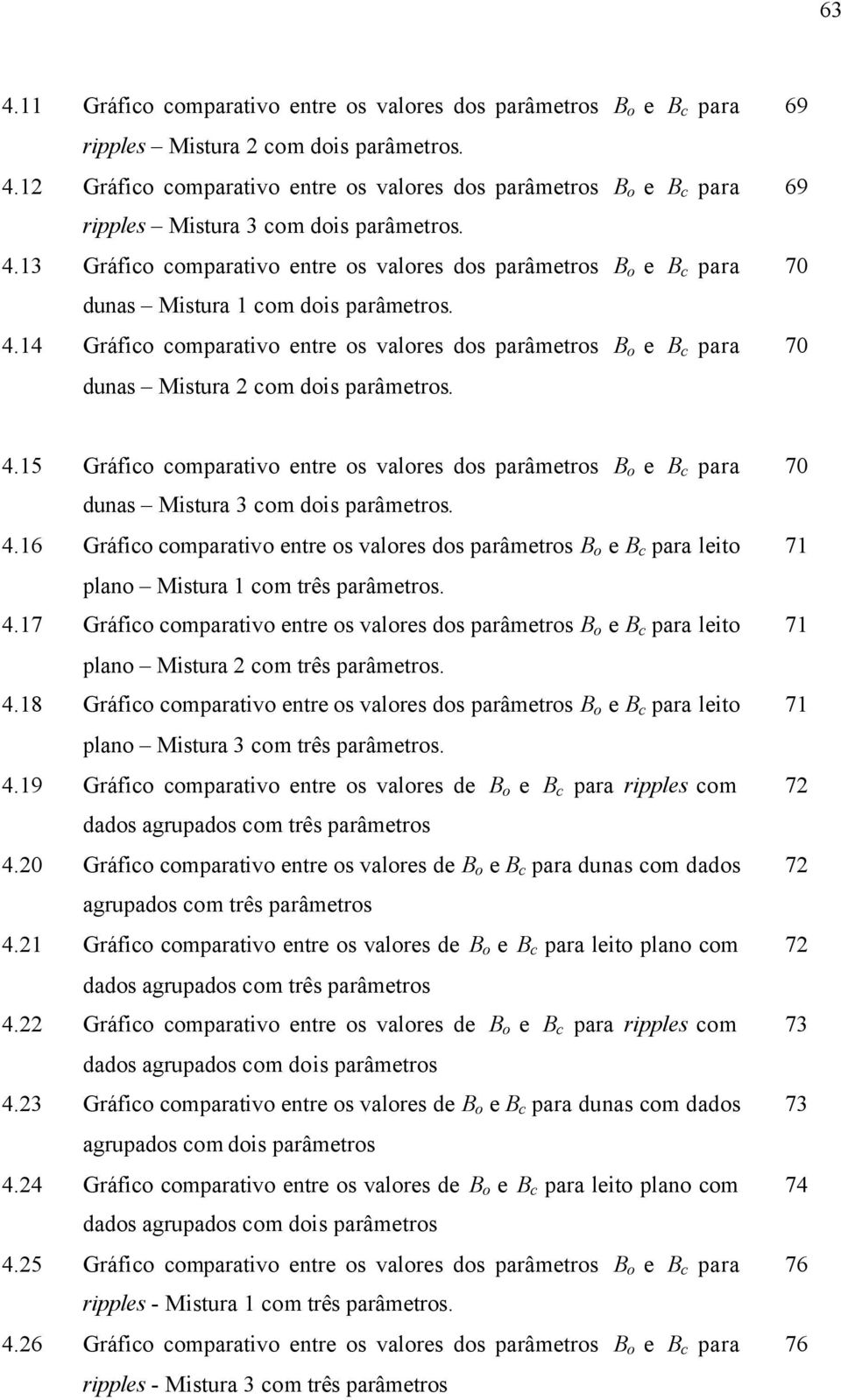 14 Gráfico comparativo entre os valores dos parâmetros e para dunas Mistura 2 com dois parâmetros. 69 69 70 70 4.