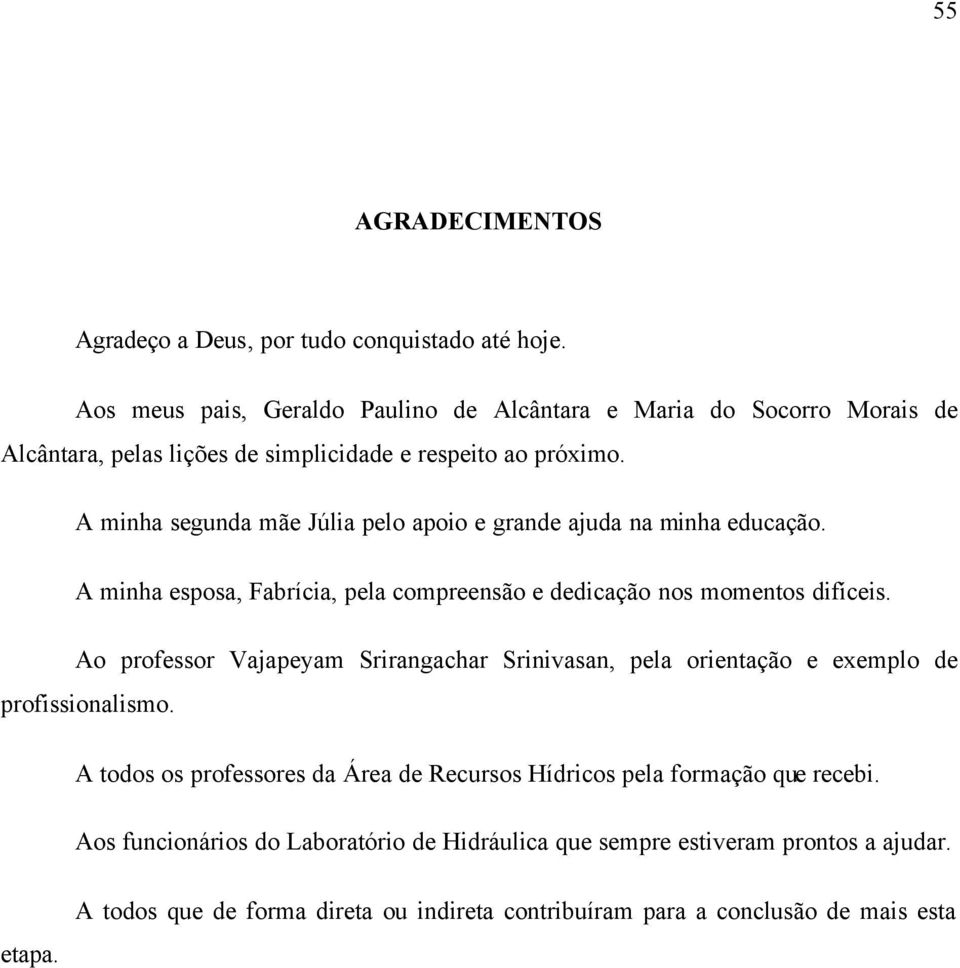 A minha segunda mãe Júlia pelo apoio e grande ajuda na minha educação. A minha esposa, Fabrícia, pela compreensão e dedicação nos momentos difíceis.