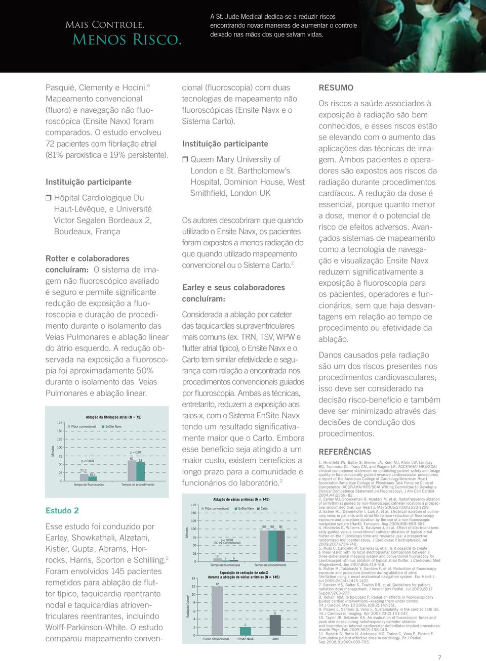 Instituição participante r Hôpital Cardiologique Du Haut-Lévêque, e Université Victor Segalen Bordeaux 2, Boudeaux, França Rotter e colaboradores concluíram: O sistema de imagem não fluoroscópico