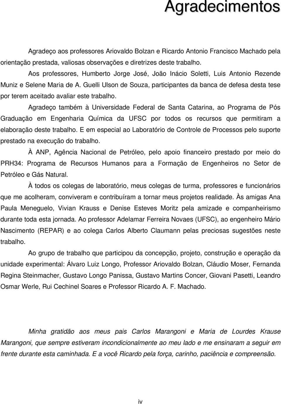 Guelli Ulson de Souza, participantes da banca de defesa desta tese por terem aceitado avaliar este trabalho.