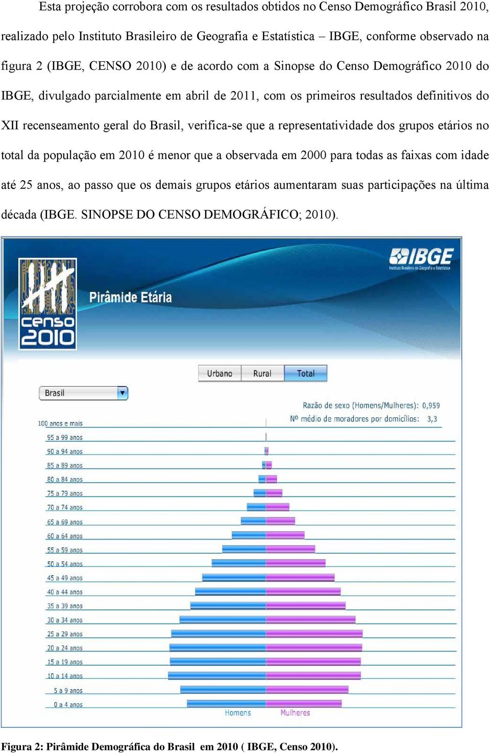 geral do Brasil, verifica-se que a representatividade dos grupos etários no total da população em 2010 é menor que a observada em 2000 para todas as faixas com idade até 25 anos, ao