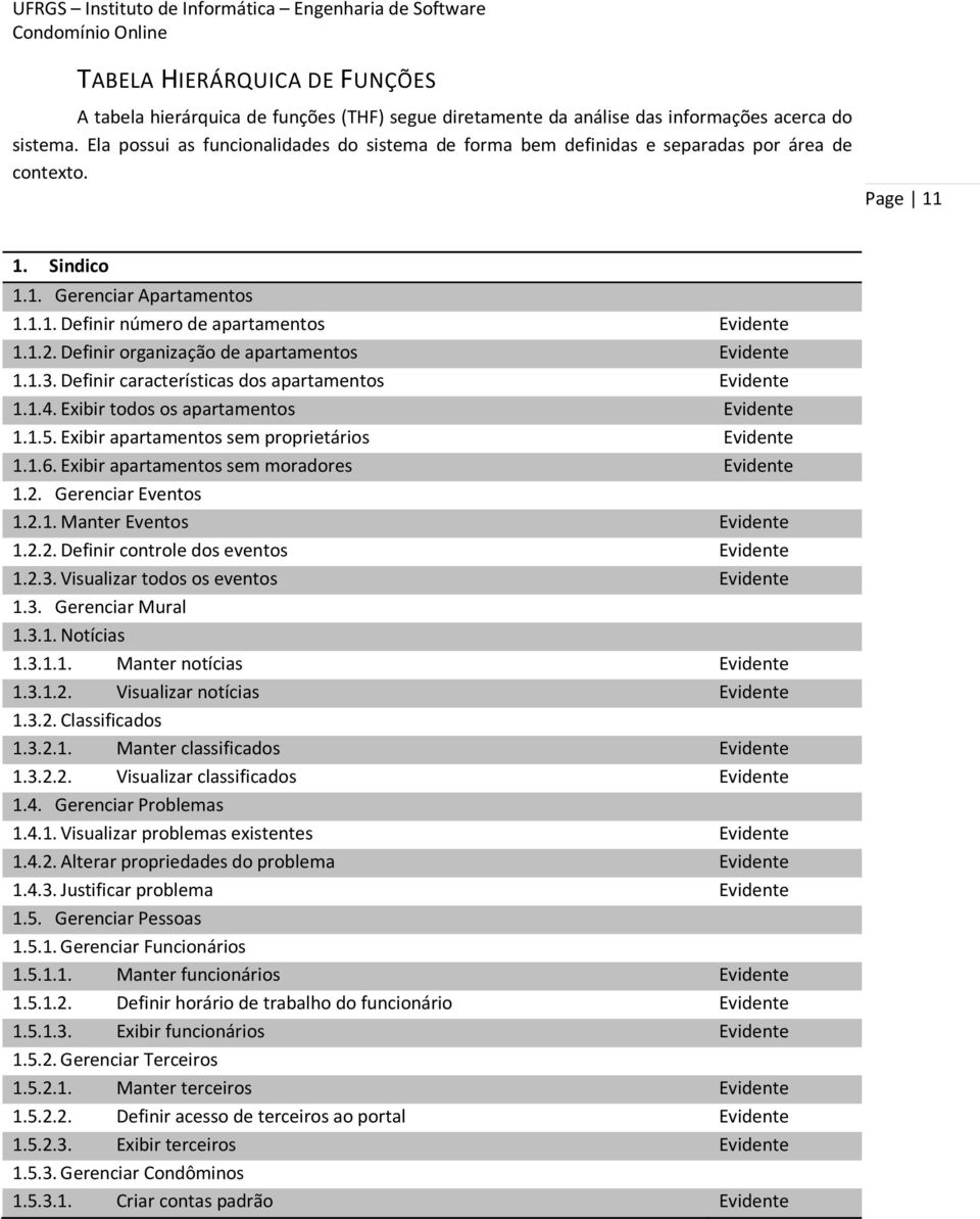 Definir organização de apartamentos Evidente 1.1.3. Definir características dos apartamentos Evidente 1.1.4. Exibir todos os apartamentos Evidente 1.1.5.