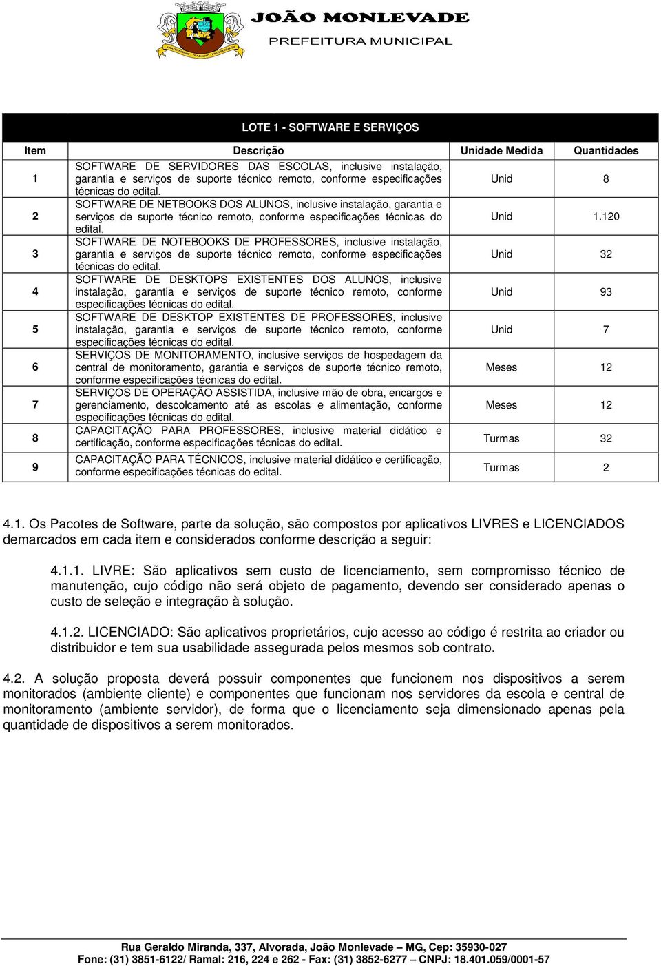 120 edital. SOFTWARE DE NOTEBOOKS DE PROFESSORES, inclusive instalação, garantia e serviços de suporte técnico remoto, conforme especificações Unid 32 técnicas do edital.