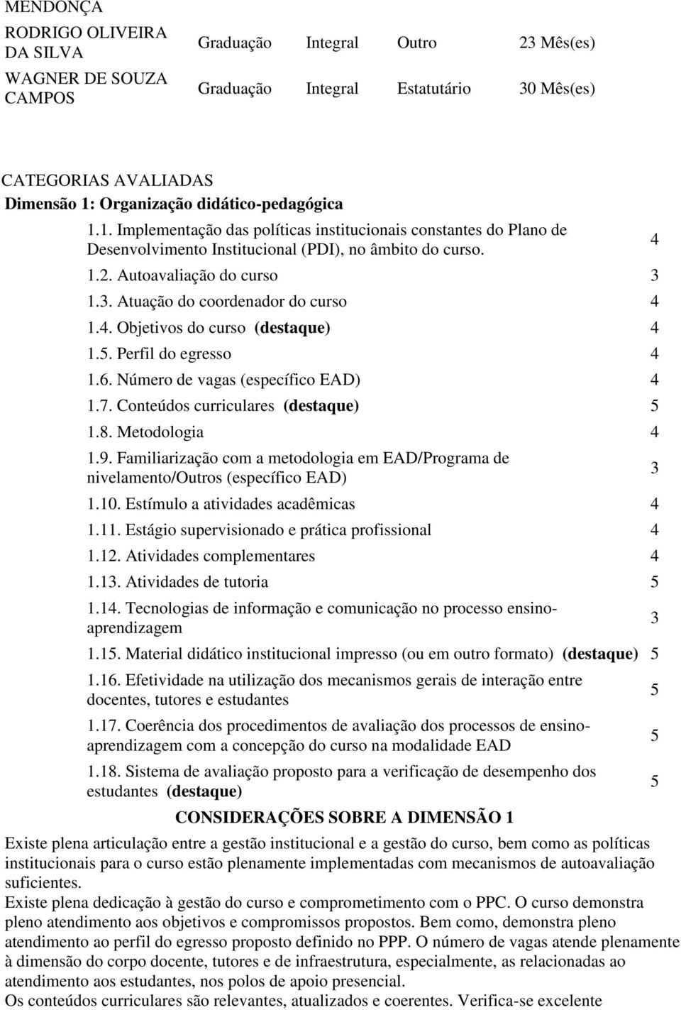 1.3. Atuação do coordenador do curso 4 1.4. Objetivos do curso (destaque) 4 1.. Perfil do egresso 4 1.6. Número de vagas (específico EAD) 4 1.7. Conteúdos curriculares (destaque) 1.8. Metodologia 4 1.