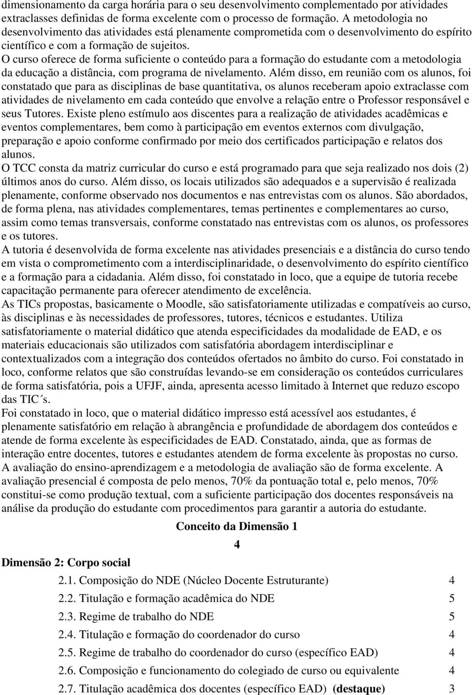 O curso oferece de forma suficiente o conteúdo para a formação do estudante com a metodologia da educação a distância, com programa de nivelamento.