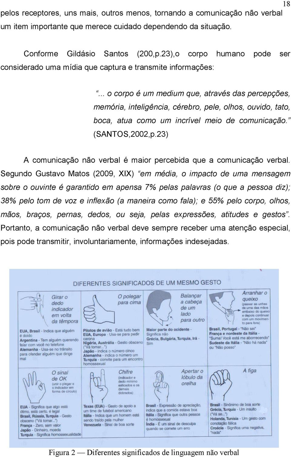 .. o corpo é um medium que, através das percepções, memória, inteligência, cérebro, pele, olhos, ouvido, tato, boca, atua como um incrível meio de comunicação. (SANTOS,2002,p.