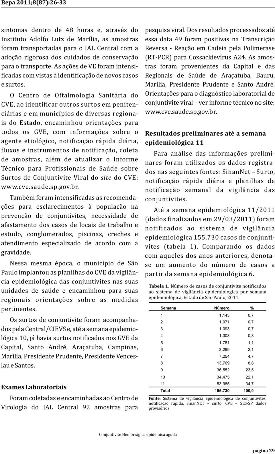 O Centro de Oftalmologia Sanitária do CVE, ao identificar outros surtos em penitenciárias e em municípios de diversas regionais do Estado, encaminhou orientações para todos os GVE, com informações