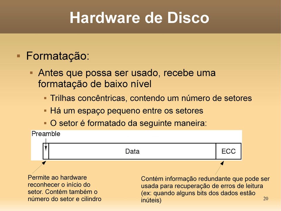 ao hardware reconhecer o início do setor.