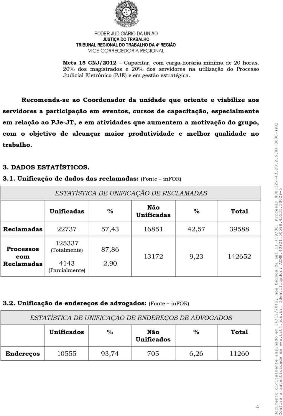 motivação do grupo, com o objetivo de alcançar maior produtividade e melhor qualidade no trabalho. 3. DADOS ESTATÍSTICOS. 3.1.