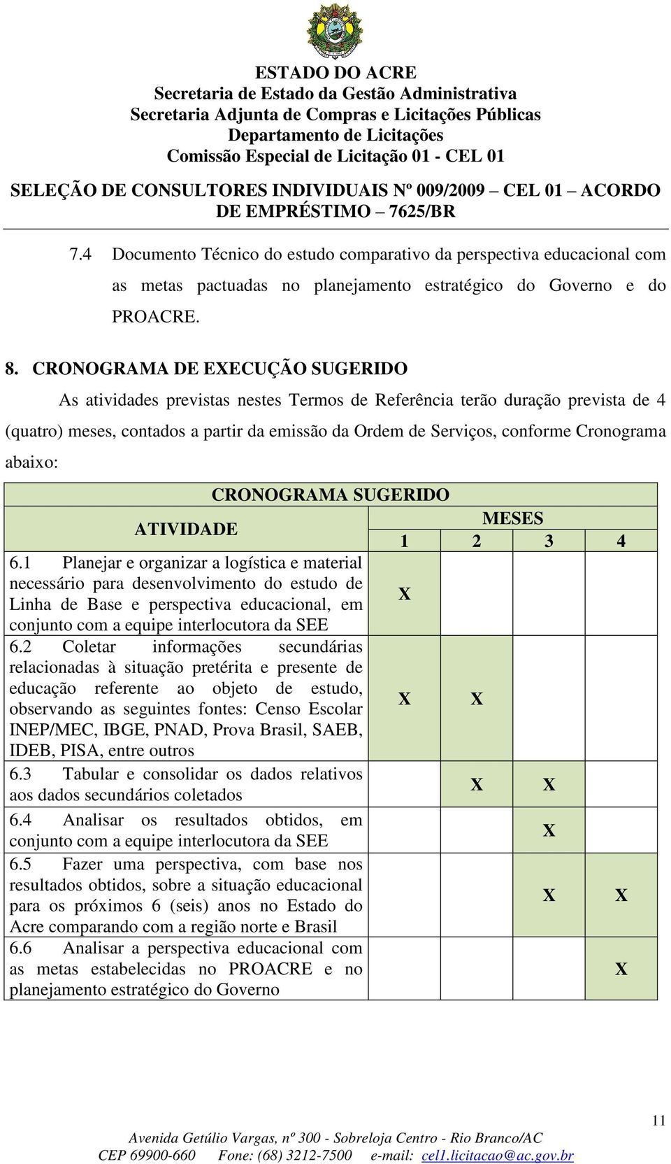 abaixo: CRONOGRAMA SUGERIDO ATIVIDADE 6.