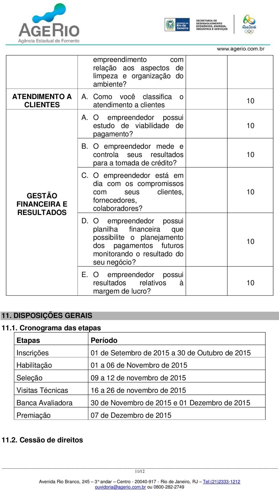 O empreendedor está em dia com os compromissos com seus clientes, fornecedores, colaboradores? D.