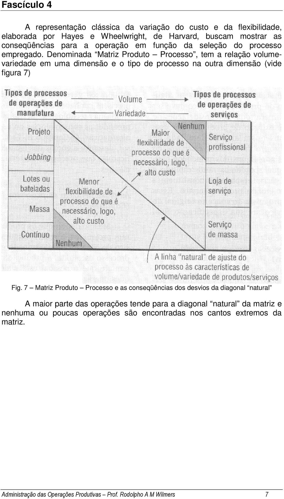 Denominada Matriz Produto Processo, tem a relação volumevariedade em uma dimensão e o tipo de processo na outra dimensão (vide figura 7) Fig.