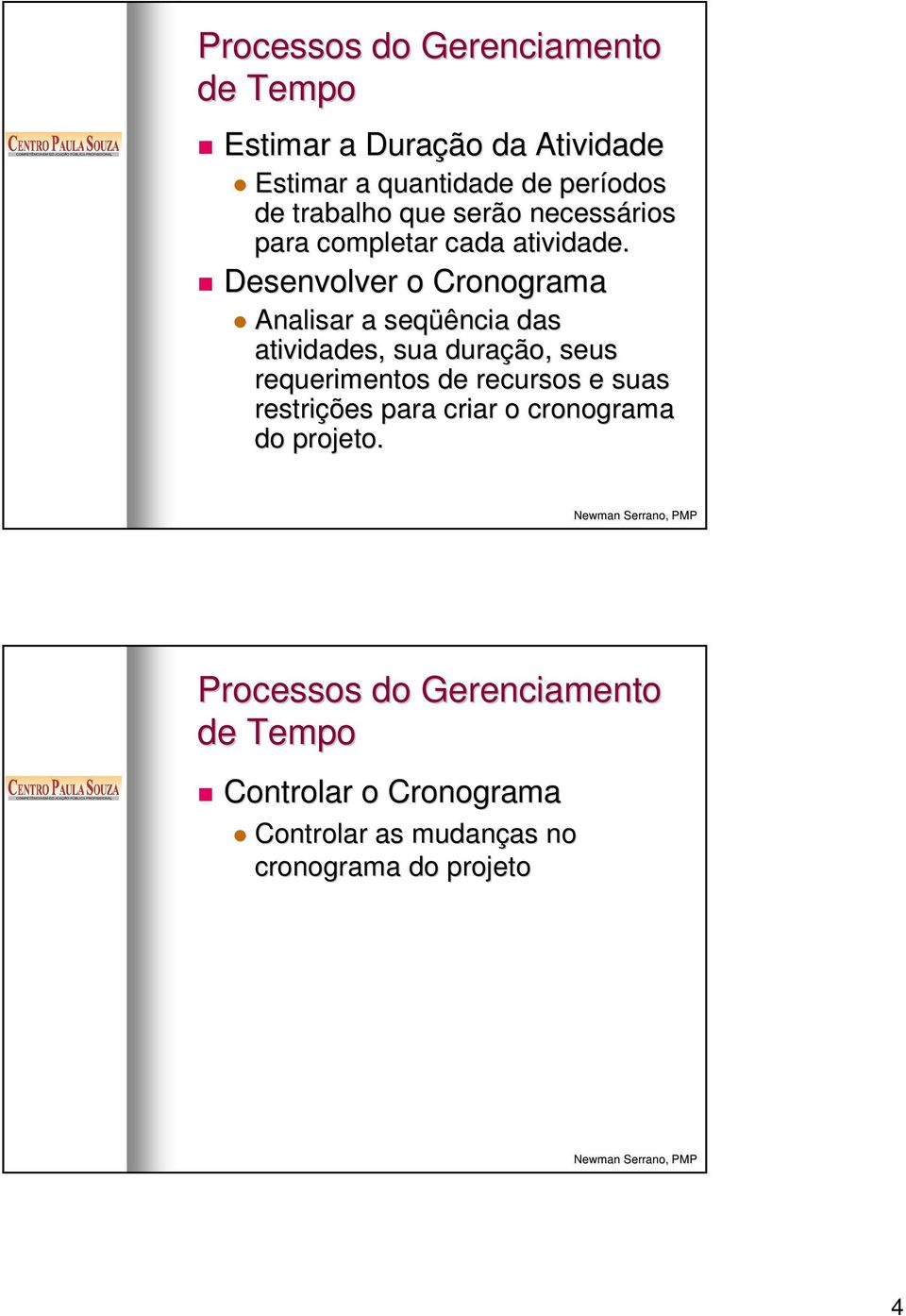 Desenvolver o Cronograma Analisar a seqüência das atividades, sua duração, seus requerimentos de recursos e