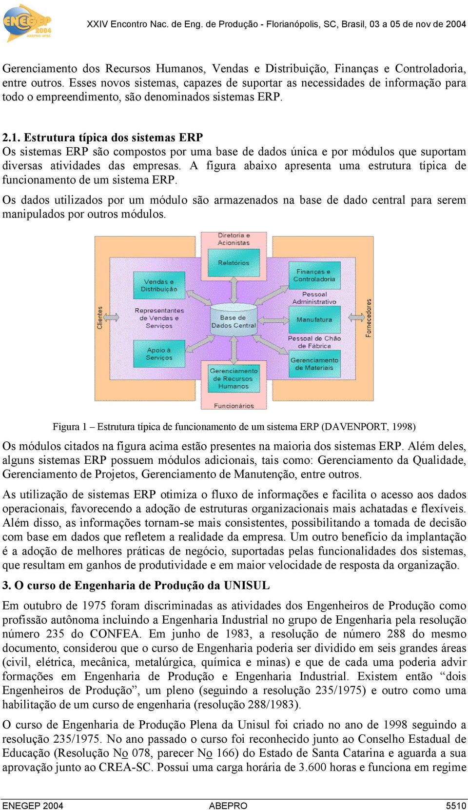 Estrutura típica dos sistemas ERP Os sistemas ERP são compostos por uma base de dados única e por módulos que suportam diversas atividades das empresas.