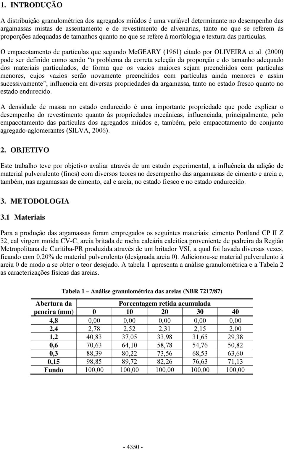 (2000) pode ser definido como sendo o problema da correta seleção da proporção e do tamanho adequado dos materiais particulados, de forma que os vazios maiores sejam preenchidos com partículas