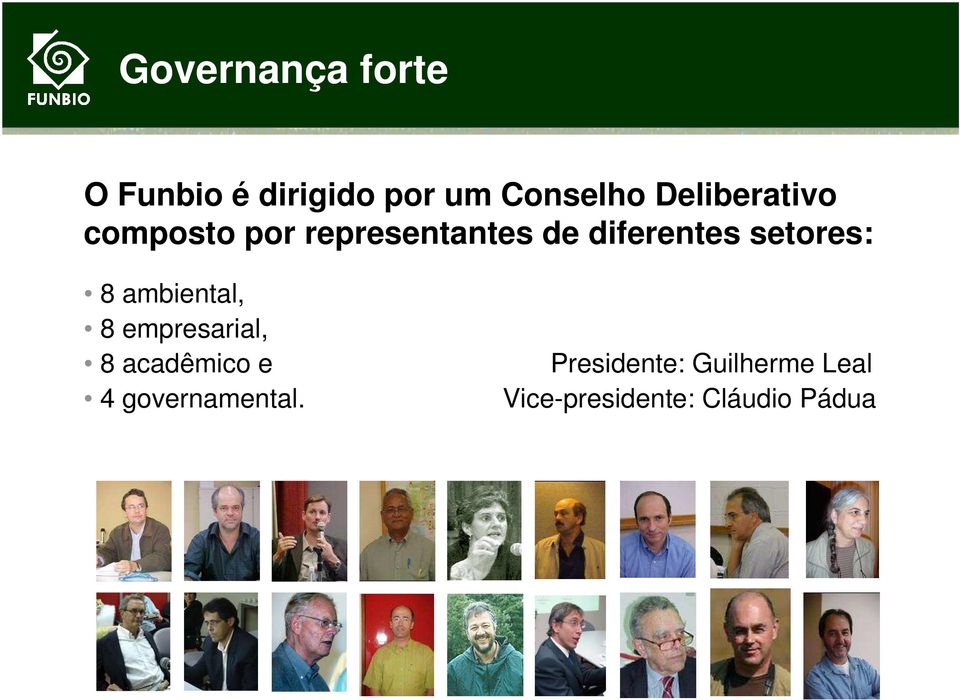 diferentes setores: 8 ambiental, 8 empresarial, 8 acadêmico