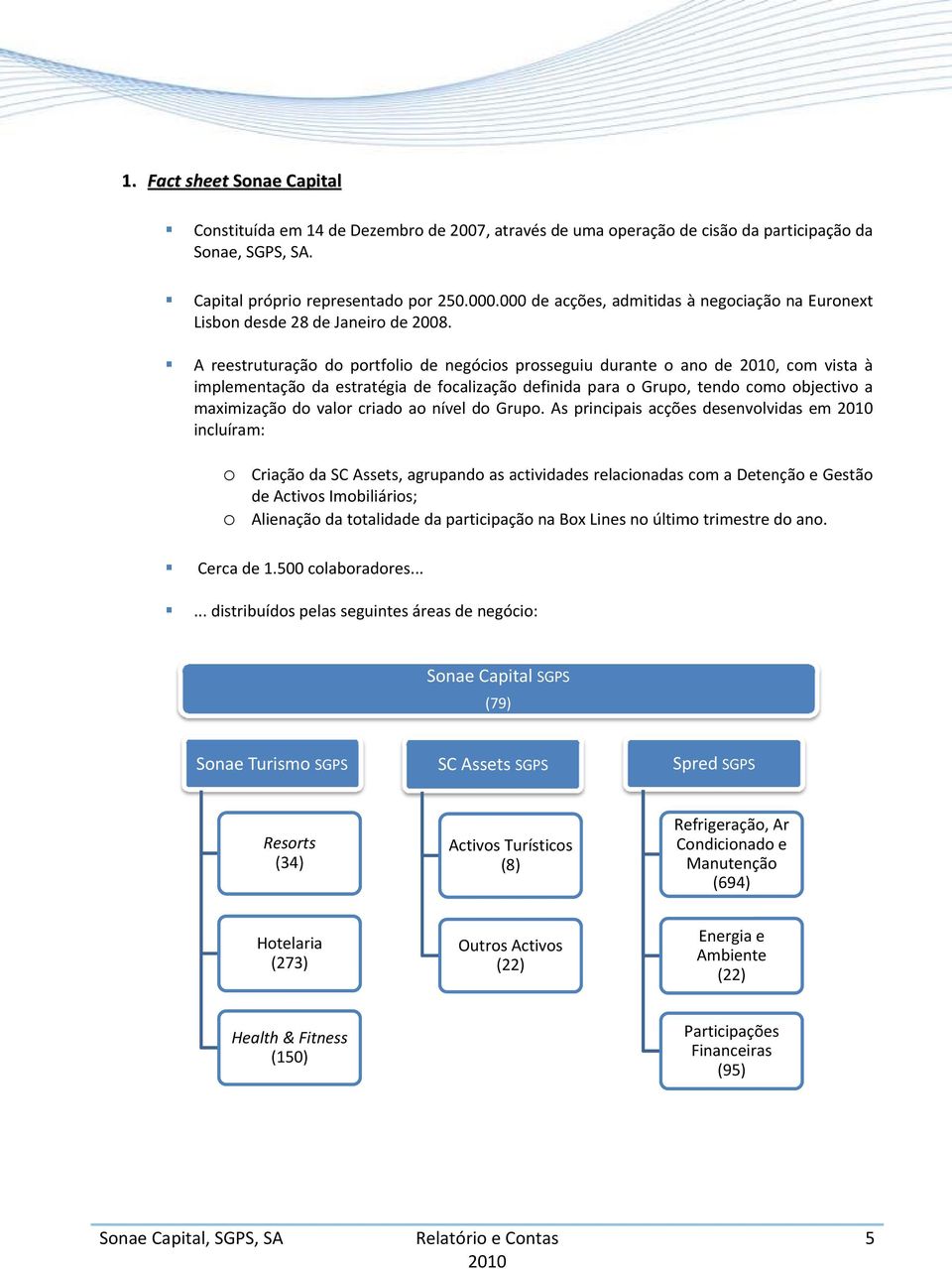 A reestruturação do portfolio de negócios prosseguiu durante o ano de, com vista à implementação da estratégia de focalização definida para o Grupo, tendo como objectivo a maximização do valor criado