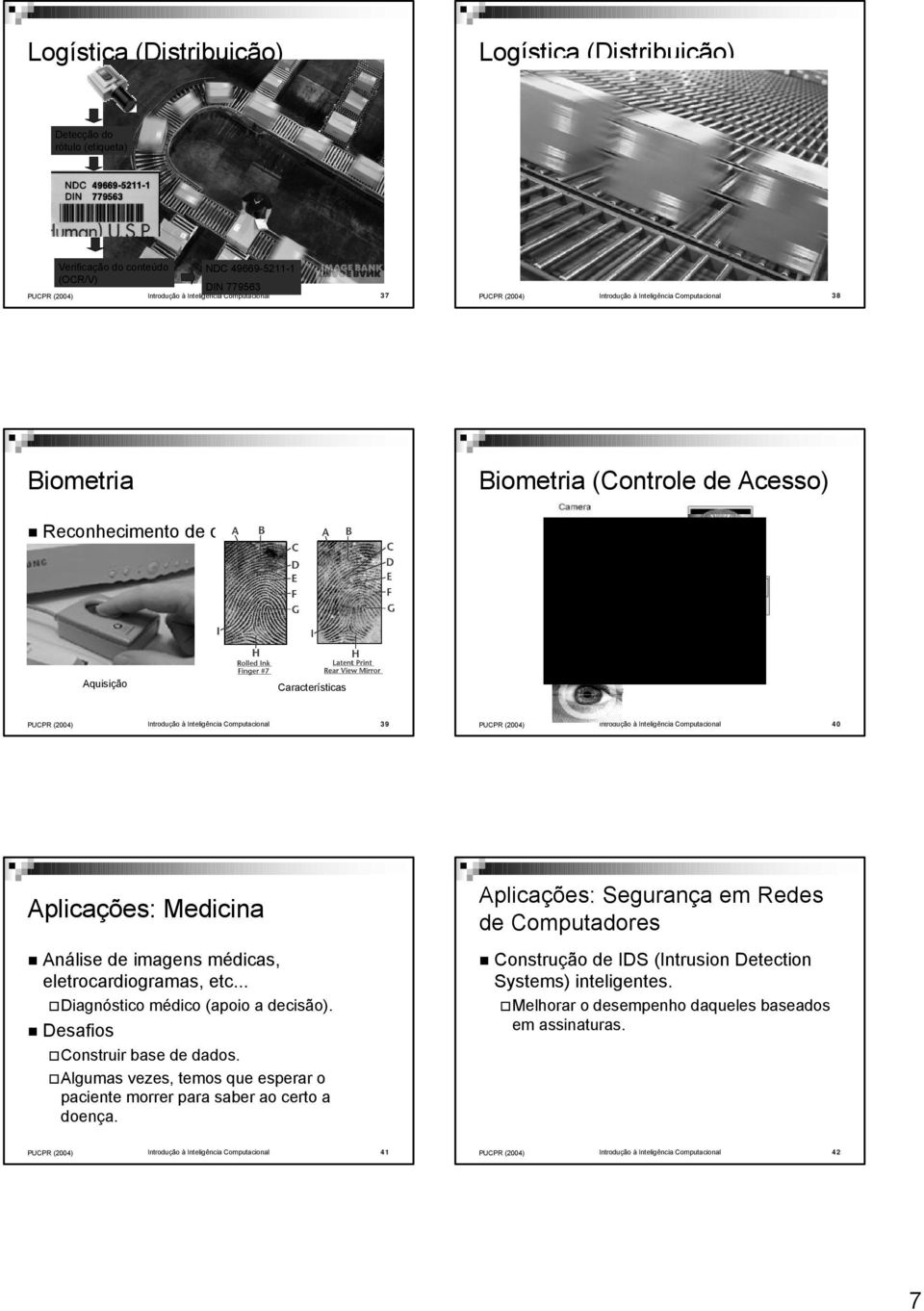 .. Desafios Diagóstico Itrodução à Iteligêcia Computacioal 40 Aplicações: Seguraça em Redes de Computadores Aplicações: Medicia médico (apoio a decisão).