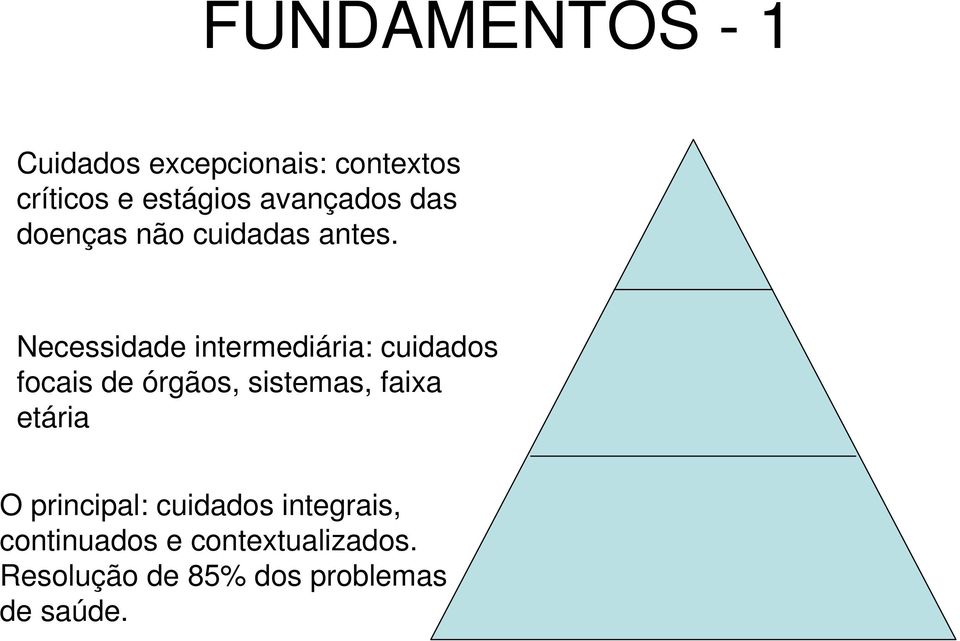 Necessidade intermediária: cuidados focais de órgãos, sistemas, faixa