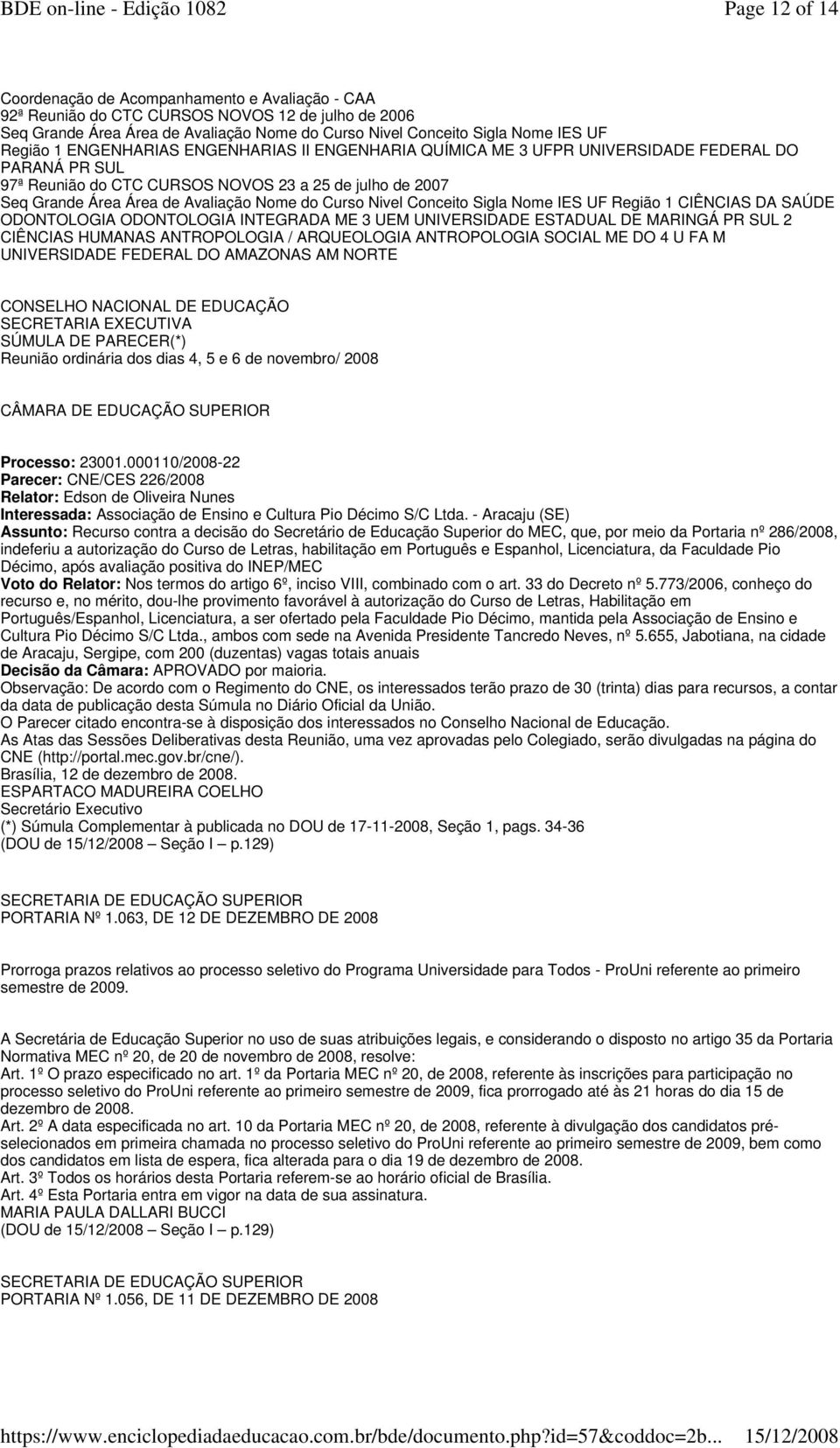 do Curso Nivel Conceito Sigla Nome IES UF Região 1 CIÊNCIAS DA SAÚDE ODONTOLOGIA ODONTOLOGIA INTEGRADA ME 3 UEM UNIVERSIDADE ESTADUAL DE MARINGÁ PR SUL 2 CIÊNCIAS HUMANAS ANTROPOLOGIA / ARQUEOLOGIA