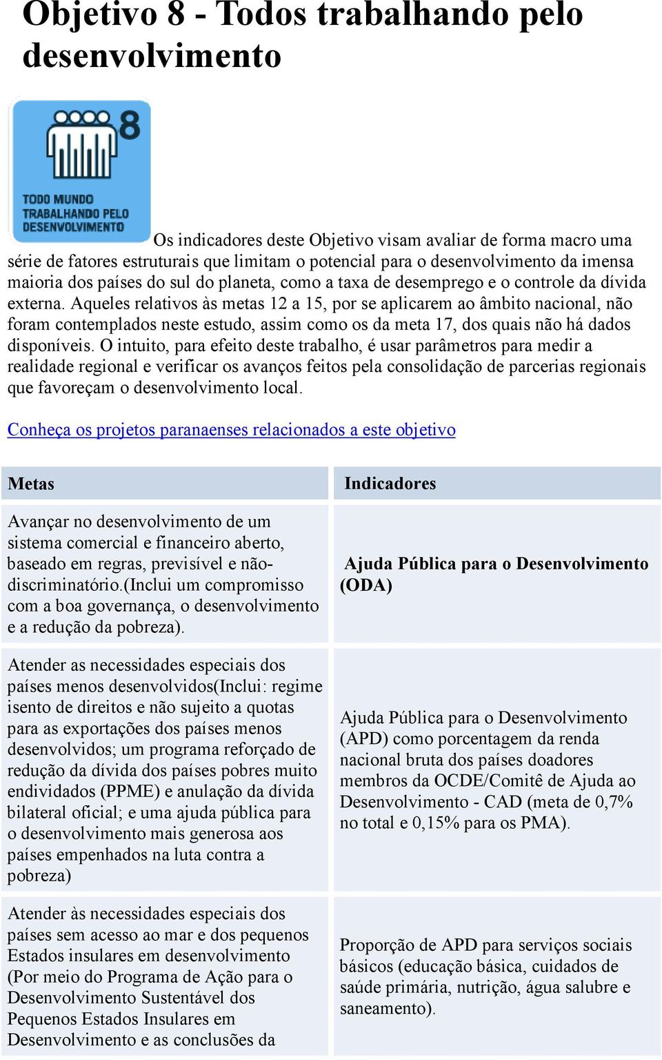 Aqueles relativos às metas 12 a 15, por se aplicarem ao âmbito nacional, não foram contemplados neste estudo, assim como os da meta 17, dos quais não há dados disponíveis.