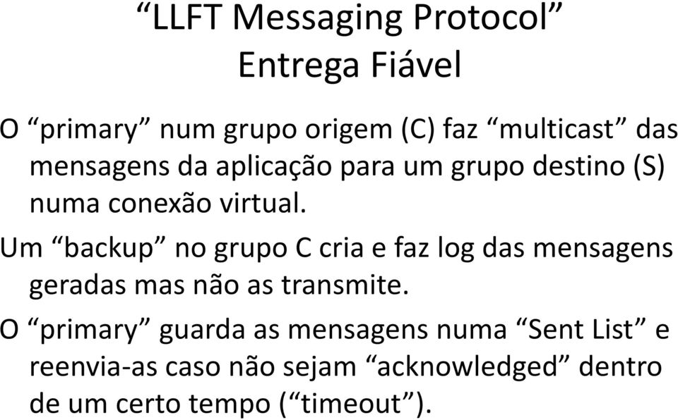 Um backup no grupo C cria e faz log das mensagens geradas mas não as transmite.