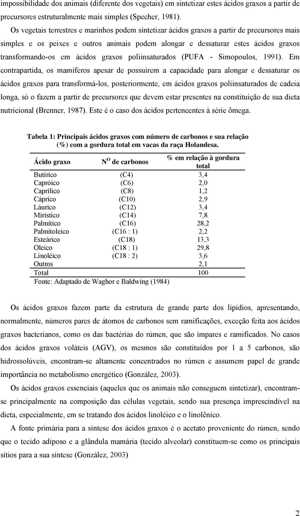 ácidos graxos poliinsaturados (PUFA - Simopoulos, 1991).