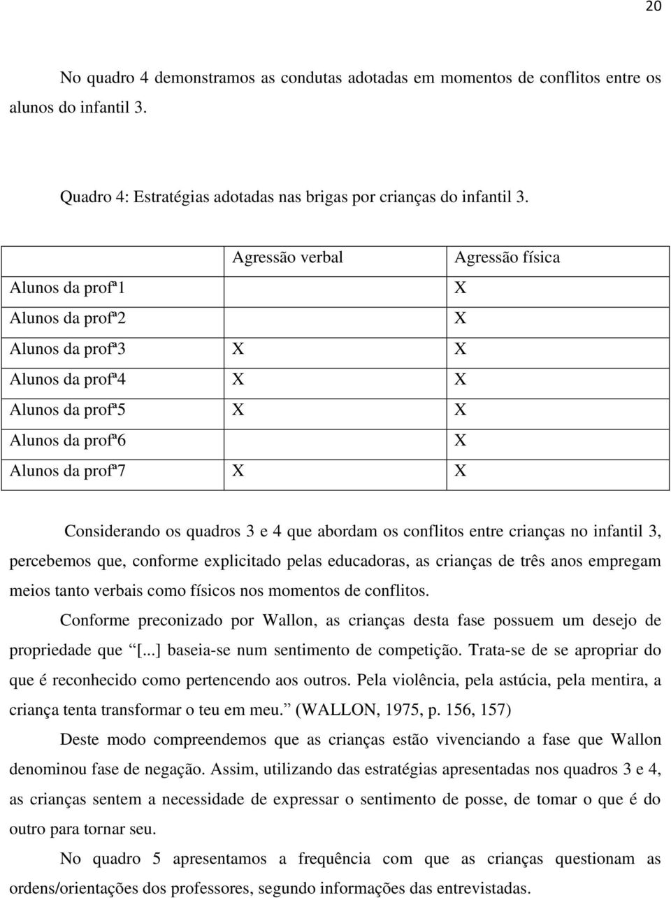 conflitos entre crianças no infantil 3, percebemos que, conforme explicitado pelas educadoras, as crianças de três anos empregam meios tanto verbais como físicos nos momentos de conflitos.