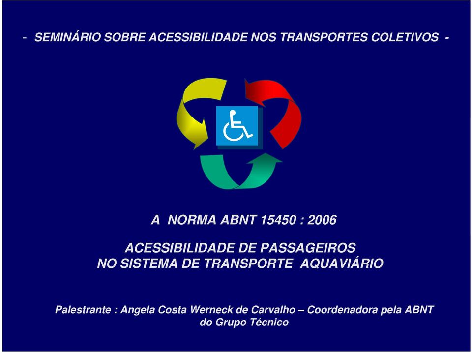 NO SISTEMA DE TRANSPORTE AQUAVIÁRIO Palestrante : Angela