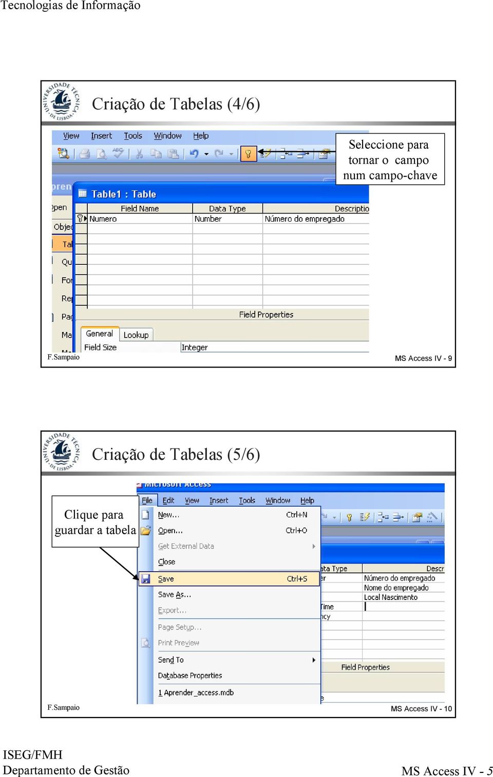 Sampaio MS Access IV - 9 Criação de Tabelas (5/6)