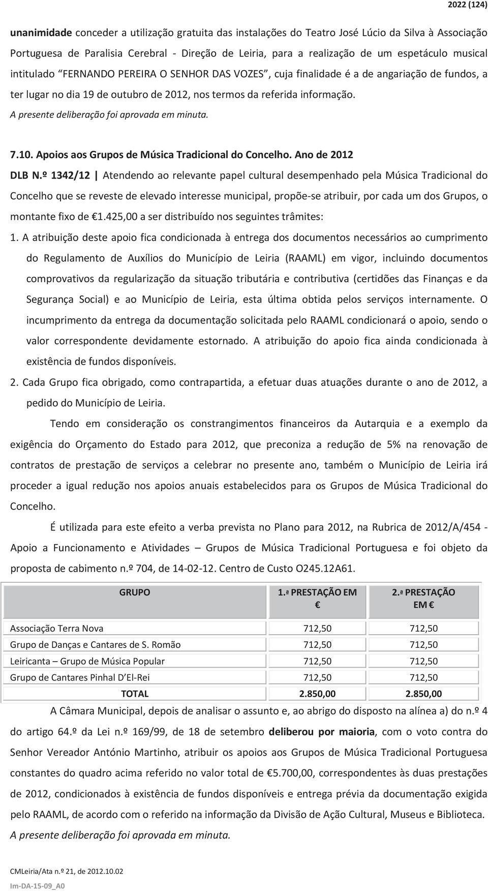 ApoiosaosGruposdeMúsicaTradicionaldoConcelho.Anode2012 DLBN.