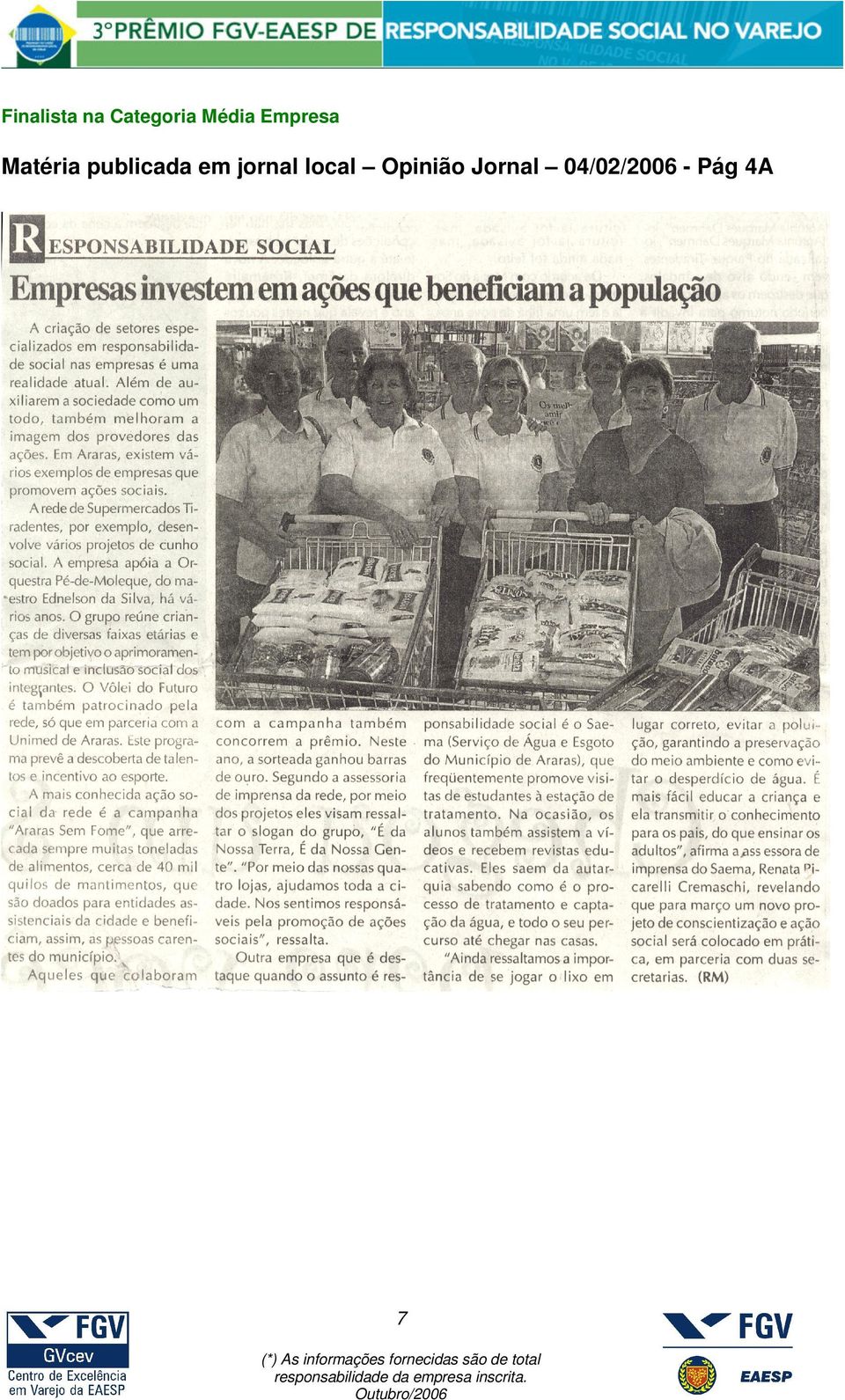 publicada em jornal local