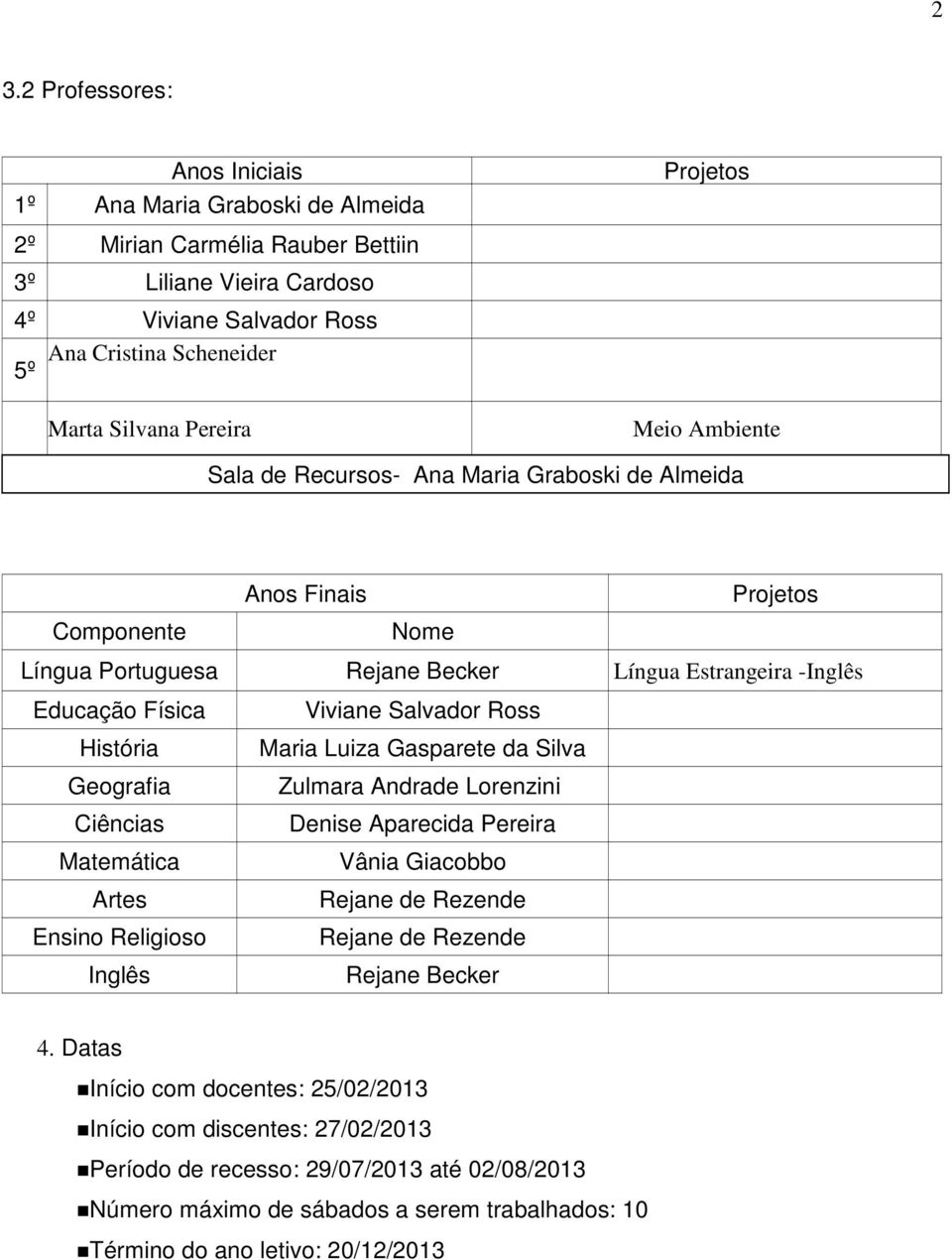 Ross História Maria Luiza Gasparete da Silva Geografia Zulmara Andrade Lorenzini Ciências Denise Aparecida Pereira Matemática Vânia Giacobbo Artes Rejane de Rezende Ensino Religioso Rejane de Rezende