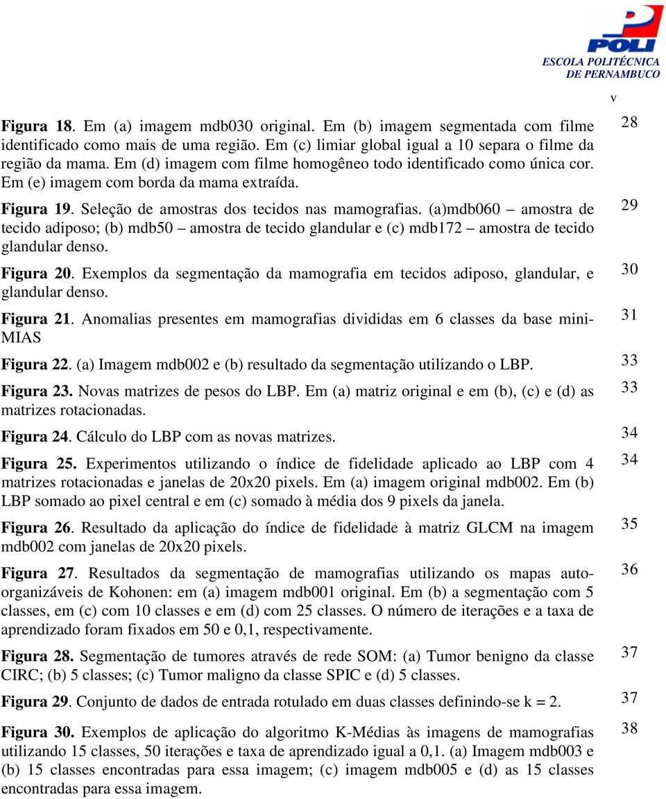 (a)mdb060 amostra de 29 tecido adiposo; (b) mdb50 amostra de tecido glandular e (c) mdb172 amostra de tecido glandular denso. Figura 20.