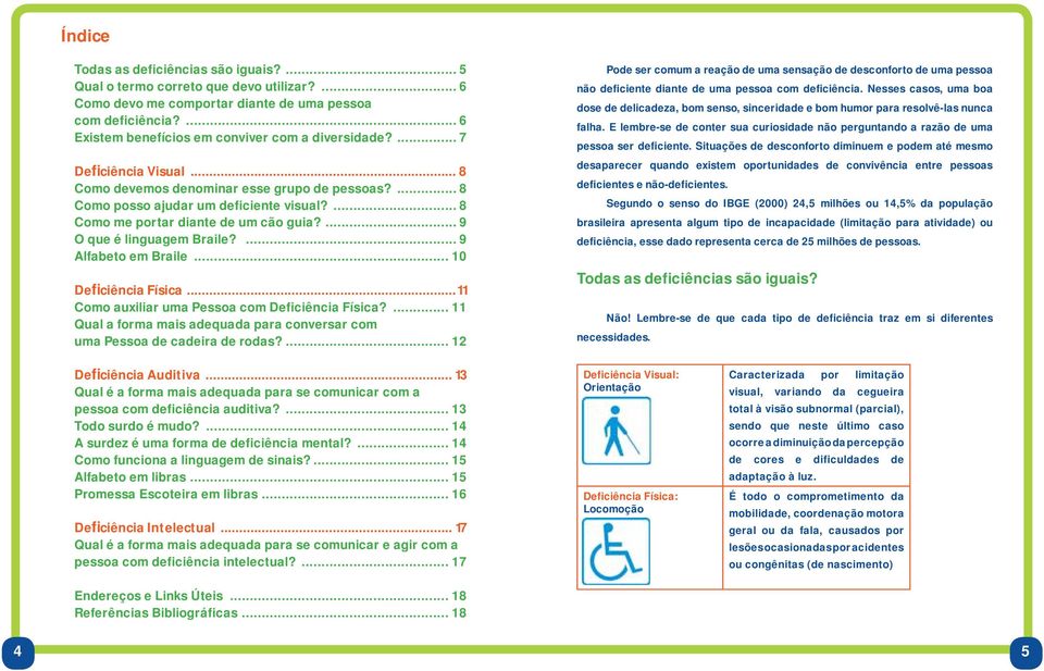 ... 8 Como me portar diante de um cão guia?... 9 O que é linguagem Braile?... 9 Alfabeto em Braile... 10 Deficiência Física...11 Como auxiliar uma Pessoa com Deficiência Física?