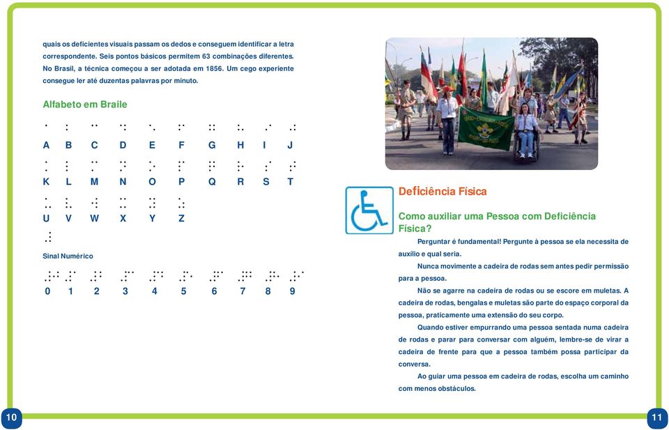 Alfabeto em Braile A B C D E F G H I J K L M N O P Q R S T U V W X Y Z Sinal Numérico 0 1 2 3 4 5 6 7 8 9 Deficiência Física Como auxiliar uma Pessoa com Deficiência Física? Perguntar é fundamental!