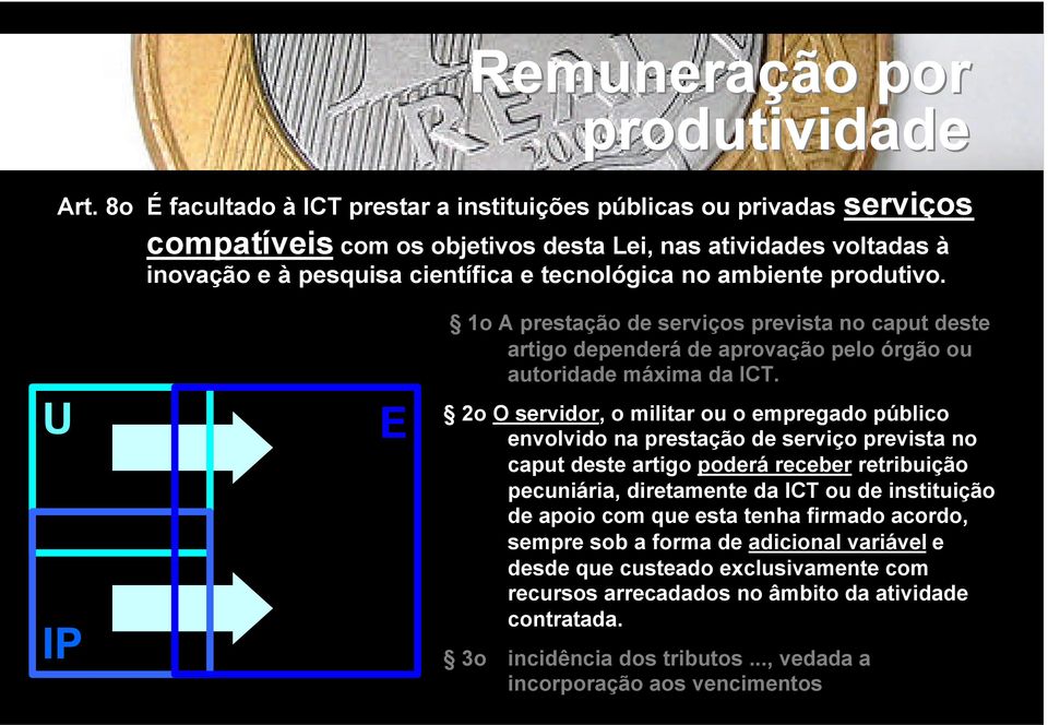 produtivo. U IP E 1o A prestação de serviços prevista no caput deste artigo dependerá de aprovação pelo órgão ou autoridade máxima da ICT.