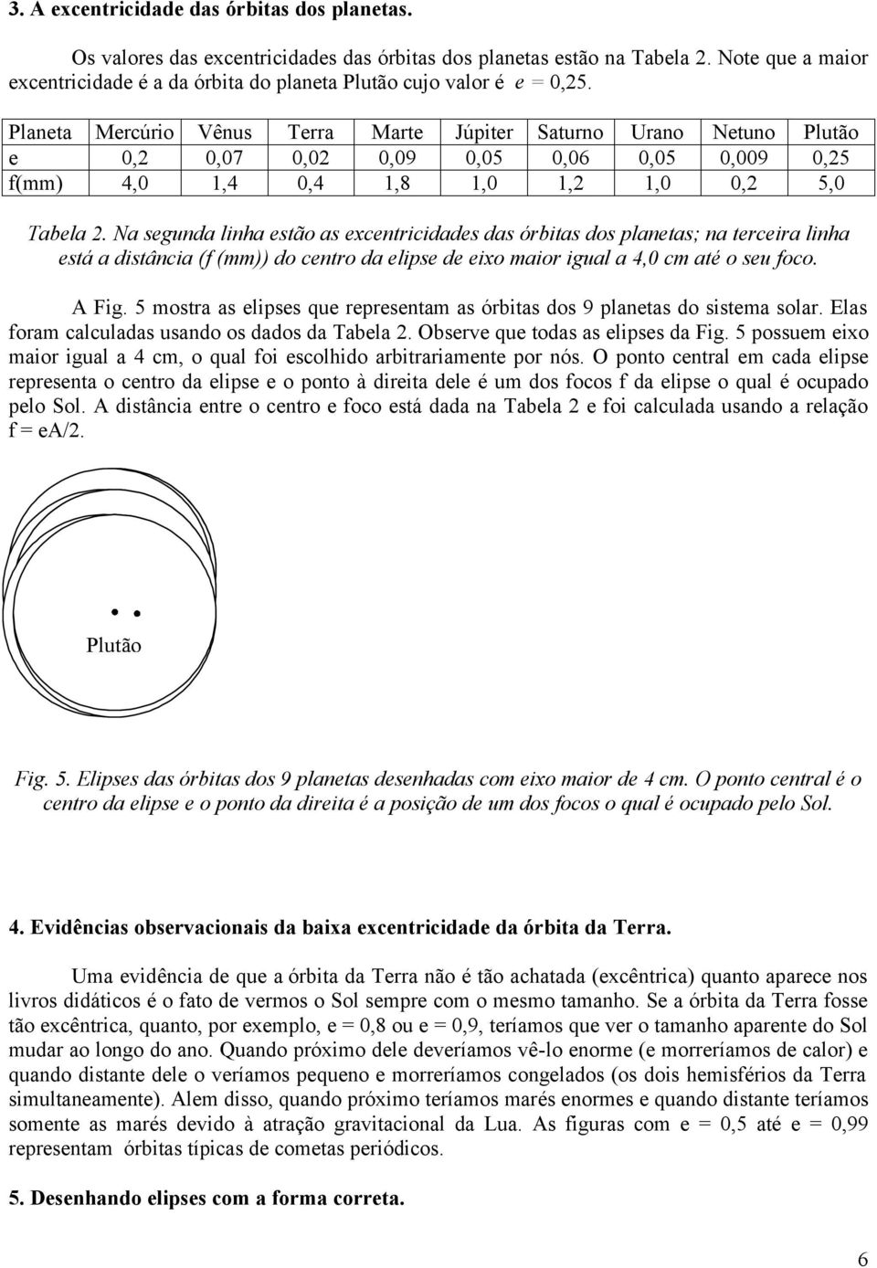 Planeta Mercúrio Vênus Terra Marte Júpiter Saturno Urano Netuno Plutão e 0,2 0,07 0,02 0,09 0,05 0,06 0,05 0,009 0,25 f(mm) 4,0 1,4 0,4 1,8 1,0 1,2 1,0 0,2 5,0 Tabela 2.