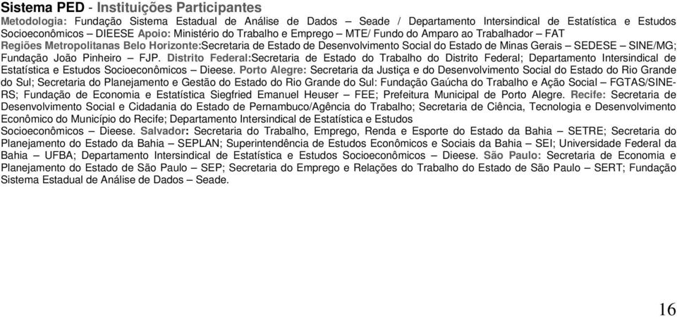 Fundação João Pinheiro FJP. Distrito Federal:Secretaria de Estado do Trabalho do Distrito Federal; Departamento Intersindical de Estatística e Estudos Socioeconômicos Dieese.