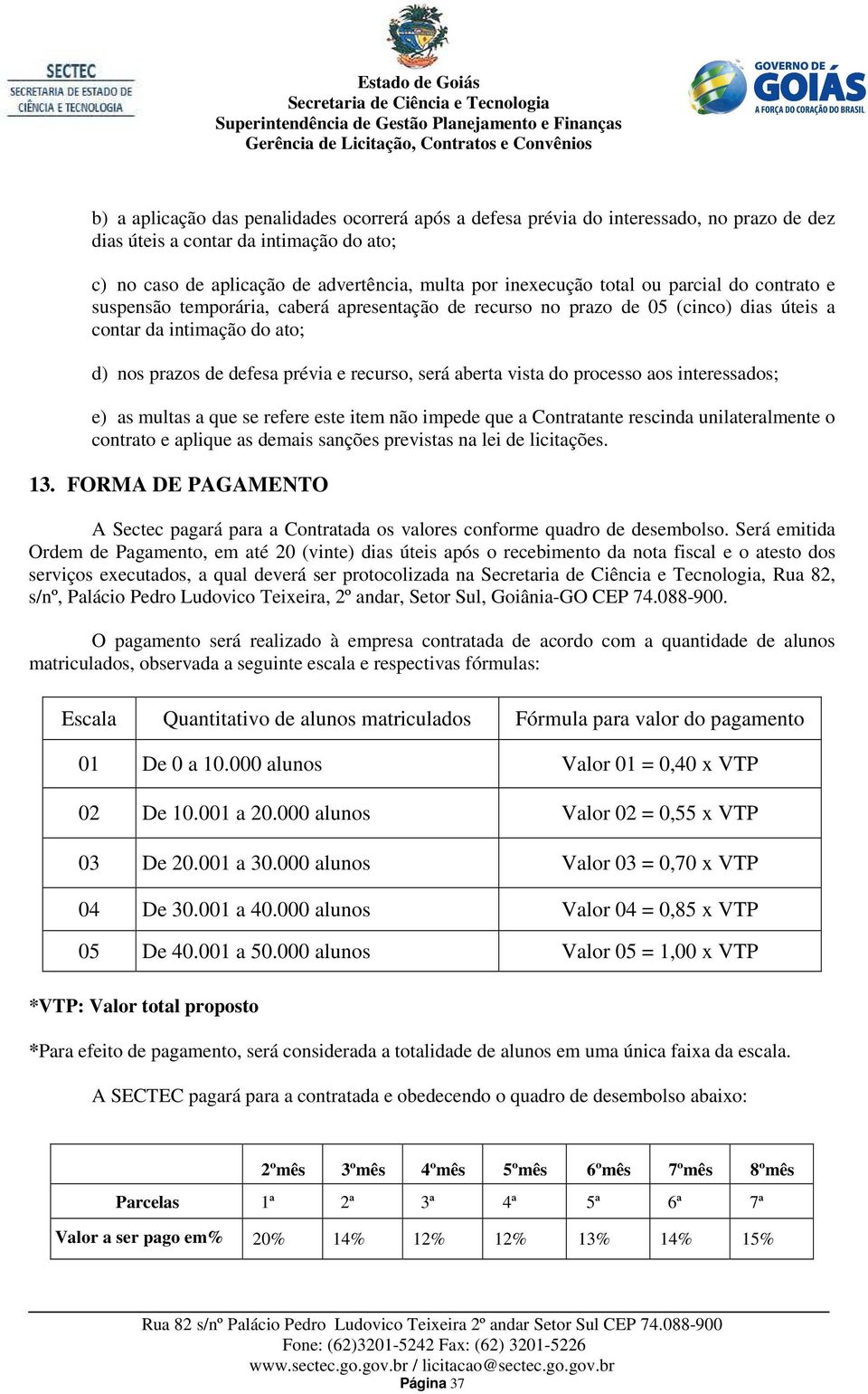 aberta vista do processo aos interessados; e) as multas a que se refere este item não impede que a Contratante rescinda unilateralmente o contrato e aplique as demais sanções previstas na lei de